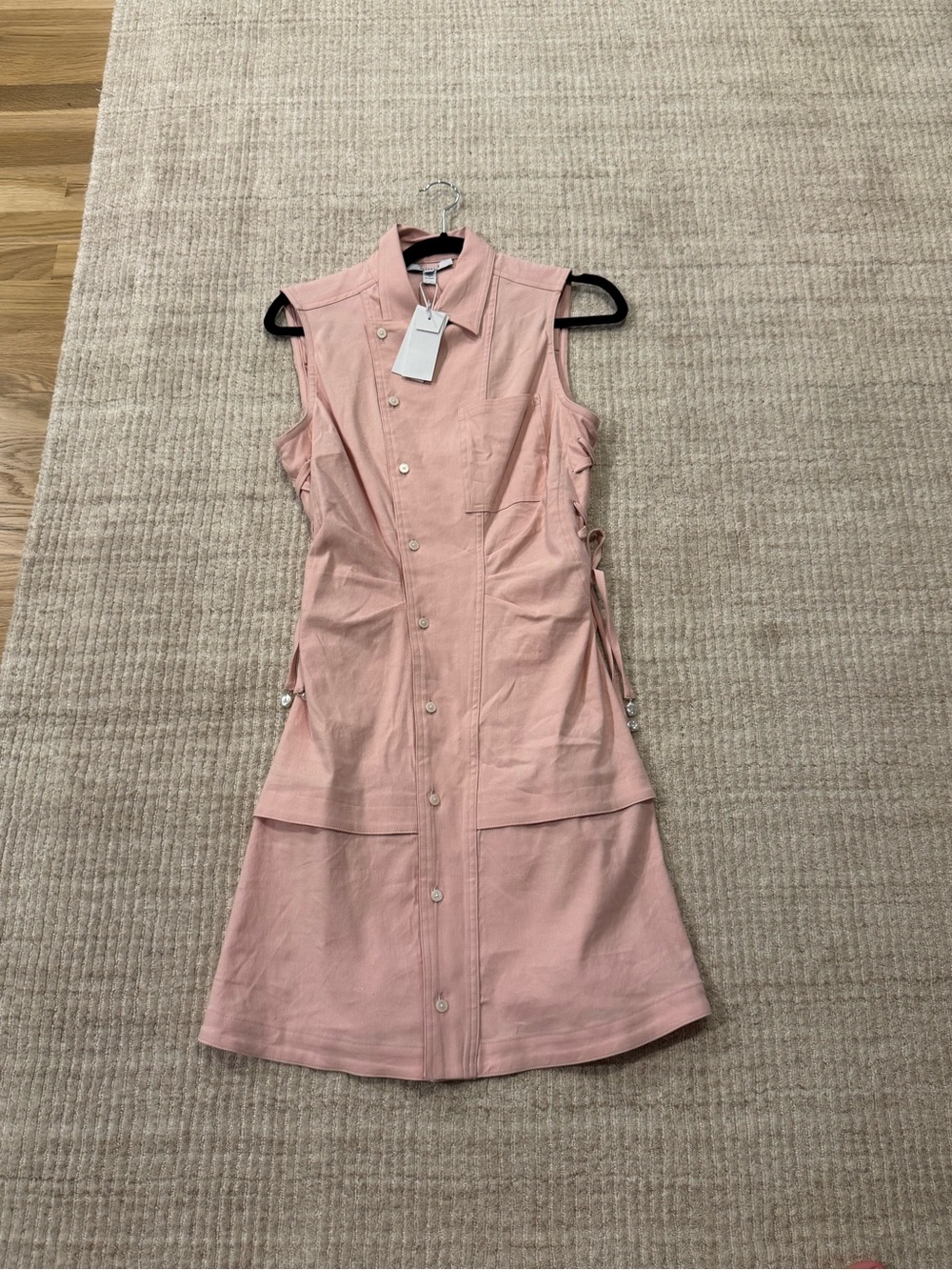 Derek Lam 10 Crosby NWT Blush Pink Sleeveless Tie Waist Sides